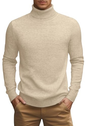 Col Roulé Homme, Pull Grosse Maille, Torsadé, Rond Maille Grand Merinos Norvégien Pure Laine Ado Cashmere Zippé Luxe Chaud Colle Roulé Pull Homme Col Camionneur, Chameau XL