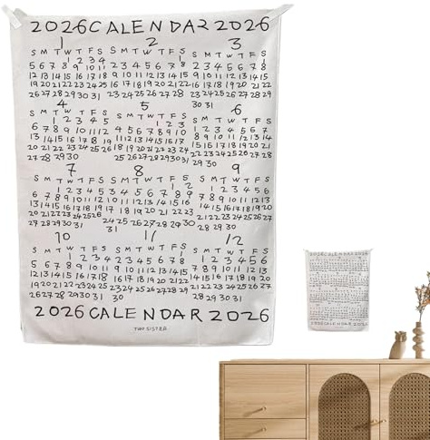 Kalender 2026 – Handritad penna på tyg, 2026 månadskalender, konstdesignplanerare | perfekt för skola, resor, arbete, lägenheter, sovsalar, ho
