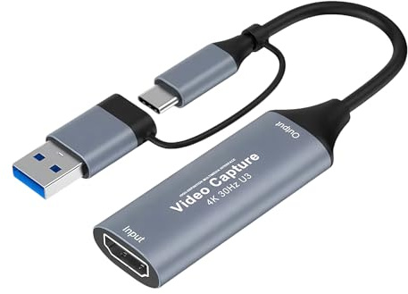 USB-capture-kort – -till-USB 3.0 videoadapter omvandlare | Externt capture-kort för bärbar dator, kamera, telefon, switch, spel, streaming, inspelning, VCR, PC, multimediaöverföring