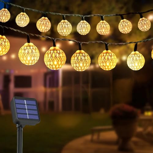ChaneeHann 7m Solar Lichterkette Außen, 50 LED Blasenkugeln, Solar Lichterkette Outdoor, 8 Modi, Balkon Lichterketten Solar, Wasserdicht, für Garten, Balkon, Terrasse, Weihnachtsdekoration
