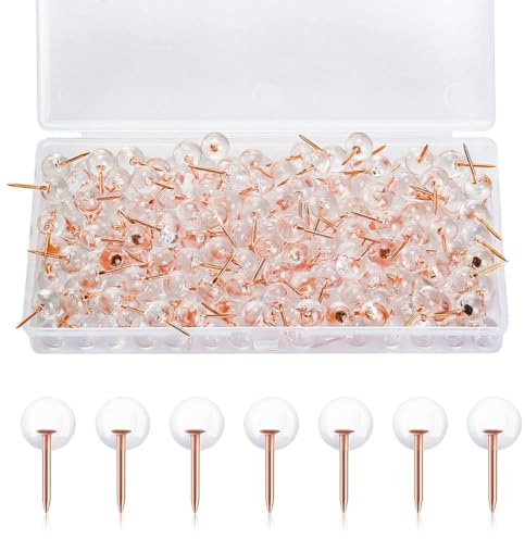 MUNZE 100 Stück Reißzwecken, Transparente Heftzwecken In Roségold, Extrem Stabil Und Wiederverwendbar, Ideal Für Büro Und Heimgebrauch