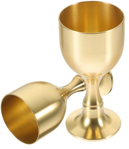 SKISUNO 2 Copas de Latón Dorado y Capacidad Adecuado para Ofrendas para Uso Ceremonial y Religioso, Cáliz Decorativo Fácil de Limpiar Diseño Vintage