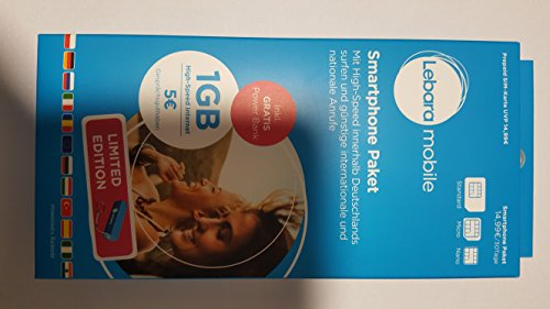 Lebara Smartphone Starterpaket inkl.1GB Highspeed Internet+5€Gesprächsguthaben Inkl.GRATIS Power Bank