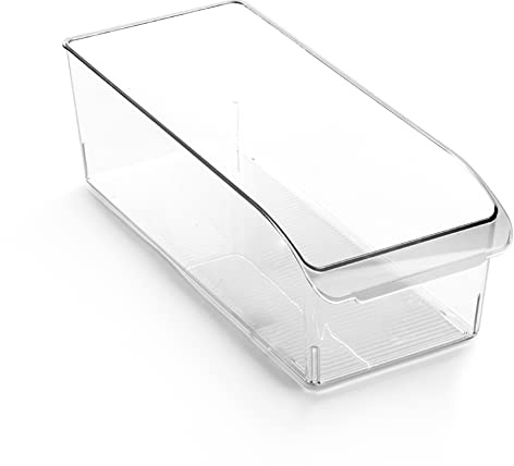 BINO | Plastic Storage Bins, Large | THE CURVE COLLECTION | Multi-Use Fridge / Freezer Organizer | Built-In Handle | BPA-Free | Pantry and Home Organization