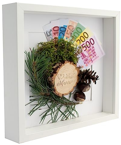 BD ART 30x30 Box 3D Objektrahmen Bilderrahmen (Innenmaß Foto 28x28cm) mit Passepartout 20x20 cm, Quadratische Weiß zum befüllen, tiefer für objekte, suvenirs 3 cm, für Wandbehang