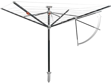 JUWEL 30319 Wäschespinne Futura Elegant XXL Lift für 5-6 Waschmaschinenladungen, Wäscheschirm mit Schutzhülle und Bodenhülse, 218 x 16 x 16 cm