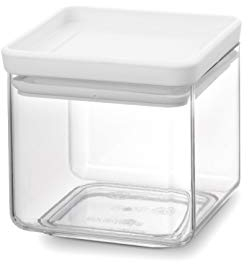 Brabantia tasty + bote apilable cuadrado de plástico transparente, 0.7 l, tapa light grey