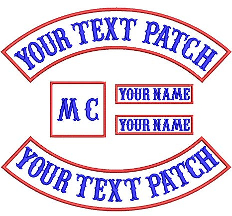 Benutzerdefinierte Biker Weste Patch, personalisierte Text Rocker Name Patch Für Club, Motorrad, Taschen Jacken Kleidung (Blue on White with red Border)