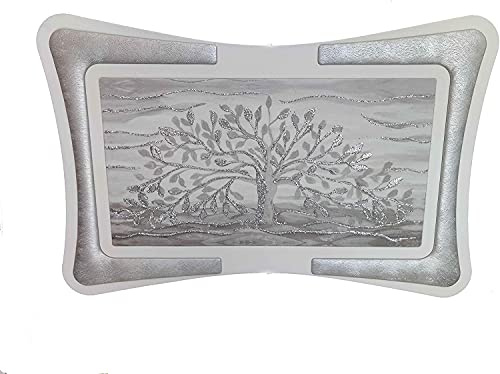oggettando QUADRO ALBERO DELLA VITA Arredo soggiorno salotto camera da letto cucina ufficio bar ristorante Regalo utili, originali ed economic regalo MISURE 90X60 (argento)