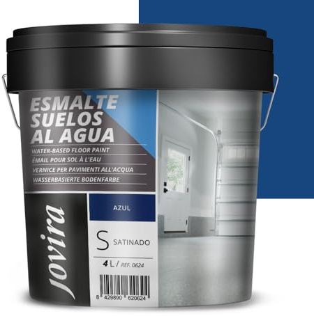 JOVIRA PINTURAS Esmalte Suelos al Agua. Especial para suelos de garajes, almacenes, gimnasios, lavanderías, parques infantiles, pistas deportivas, etc. (4 Litros, Azul) C-17