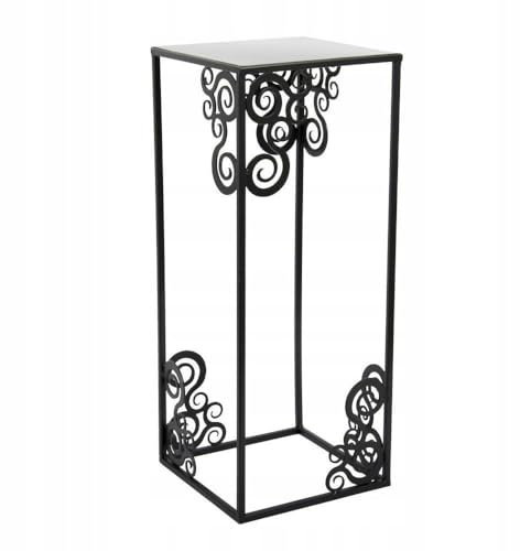 HowHomely Blumenständer Metall 60 x 24 cm - Solider Blumenhocker mit Ornamenten - Schwarz Pflanzenständer für die Hausdekoration wie Salon oder Schlafzimmer