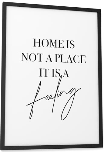 Papierschmiede® Bilder Home Kunstdruck mit Rahmen in A3 (30x42 cm) Spruch Zuhause Bild Wanddeko in schwarz weiß, Sprüche für Wohnzimmer Büro Küche, Home Feeling