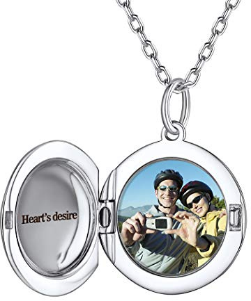 PROSILVER Medaillon aufklappbar mit Kette personalisiert Herz/Oval/Runde Anhänger Halskette Foto Bilder Amulett zum Öffnen 925 Silber/18k vergoldet Souvenir Schmuck für Frauen Mutter Tochter