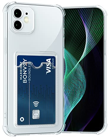 AKABEILA Case for iPhone 12 Mini Clear Slim Phone Case Soft TPU Wallet Case Bag Cover with Card Slot Holder Shockproof 5.4 Inch