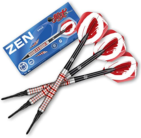 Shot! - Zen Enso Softdarts | 80% Tungsten | Präzise 18g Darts | Für Anfänger & Profis | Ergonomisches Design | Ausgewogene Balance | Schwarz, 3 Stück