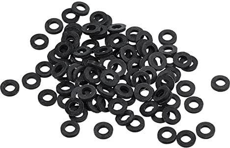 PATIKIL Arandela Plana de Nylon M2.5 5mm x 1mm (OD*Gorsor) Negro 100 Piezas | Arandela Plana de Plástico Redondo Juntas Toricas para Tubería Manguera Sujetador Perno