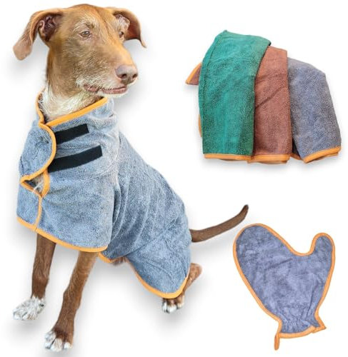 Luminoza Bademantel für Hunde aus Mikrofaser - Für Kleine, Mittlere und Große Hunde und Katzen - Braun, Schnell Trocknend, Super Saugfähig