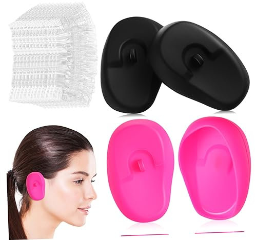 Mobestech 2 Pares Cubierta Del Oído Oreja Cubierta Unisex Fundas Protectoras Para Los Oídos Silicone Shampoo Covers Gorro Ducha Hombres y Mujeres El Plastico Tinte Para El Cabello