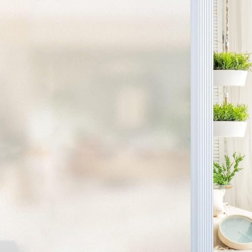 Qualsen Fensterfolie Blickdicht milchglasfolie selbstklebend Fenster, Fensterfolie Selbsthaftend Anti UV Fenster Folie Blickschutz Für Zuhause Badzimmer Büro (75 x 200cm)
