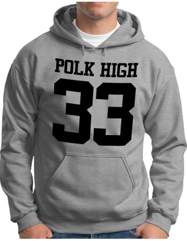 OM3® POLK-HIGH-33 Hoodie | Män | Al Bundy Kult TV-serie High School American Football | Huvtröja S – 4XL, Ljunggrå, 5XL
