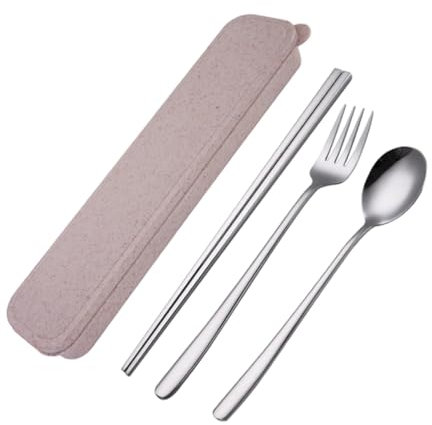 MAGICLULU Geschenk tragbare Essstäbchen Geschirr+Sets Campinggeschirr camping besteckset camping geschirr set Schraubenschlüssel Geschirr Geschirrset Rostfreier Stahl dreiteiliger Anzug