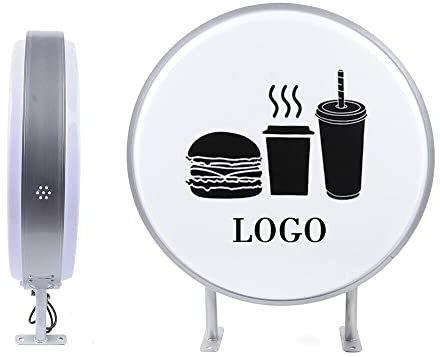 XUEMANSHOP LED Leuchtkasten Doppelseitig Rund, 60cm LED Leuchtkasten Rund Doppelseitiges Beleuchtetes Werbeschild Werbetafel, für Restaurants, Imbissbuden, Geschäfte