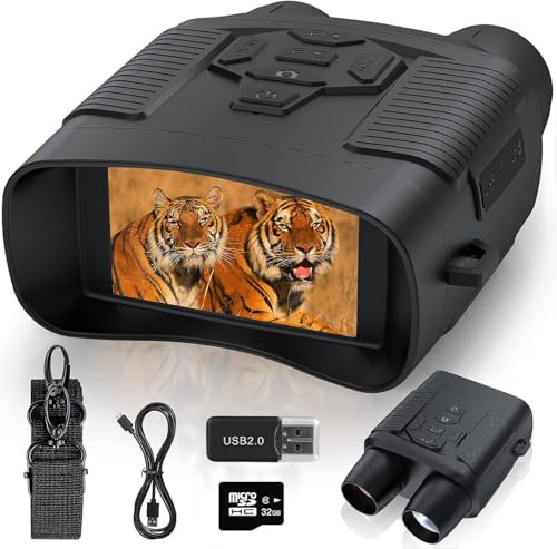 Nachtsichtgerät für Jagd Vogelbeobachtung Camping, 4K 36MP HD Digital Infrarot Fernglas mit 10X Digitalzoom, 300M Reichweite, 2000mAh Wiederaufladbar, inkl. 32GB - Profi Outdoor Ausrüstung