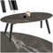 tectake® Couchtisch Oval - Wohnzimmertisch Mit Holzbeinen in Marmor Optik, Sofatisch, Beistelltisch, Kaffeetisch - Wetterfest für Wohnzimmer, Terrasse, Garten Oder Balkon - Schwarz