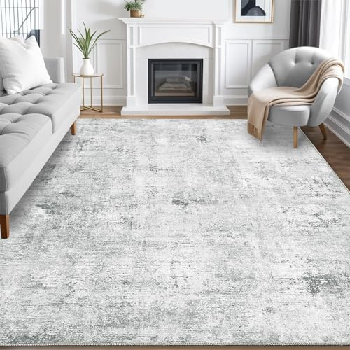 Guchuang Bedding Rugs Living Room 140x200cm Area Rugs Grey Modern Abstract Rugs Large Non Slip Carpet Short Pile Rug for Bedroom Dining Room Kitchen Soft Faux Wool Rug