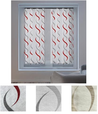 Home Tresor - Coppia Tendina a Vetro Moderna per Interni Tende a Righe Finestra e Portafinestra Cucina Camera Salotto Onde Colorate Debora - 2 Pannelli 80 x 150 cm. Beige