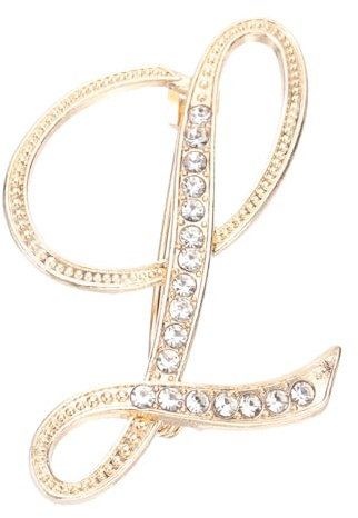 PATIKIL Broche Lettre à Épingle, Initiale L Broche Strass Métal Cristal Alphabet A-Z Épingle de Revers pour gemmex Femmes Cadeau Costume Vêtements Chapeau Robe, Finition Dorée