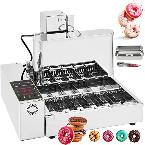 2000W Donut Making Machine, 4/6 Rows Mini Donut Maker with Intelligent Control Panel,Digital Donut Fryer Auto Flip Adjustable Donut Thickness, Ce/Fcc/CCC/Pse 4Row, Stainless Steel, 6Row