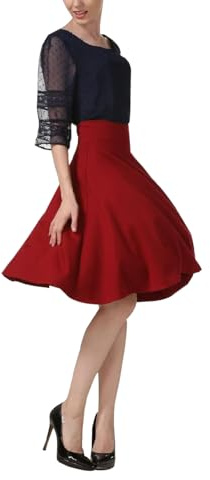 Maxi kjol dam hög midja elegant A-linje enfärgad långa kjolar röd svart maxikjol, rödvin midi, XL