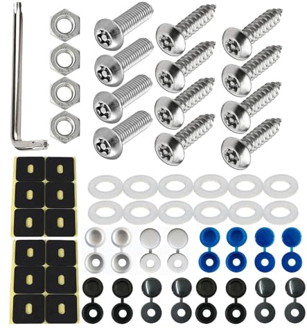 TAKONE Diebstahlschutz Kennzeichen Schrauben Edelstahl Auto Motorrad | M5x20 Edelstahl | Diebstahlschutz Schrauben | inkl. Bit-Werkzeug | Auto & Motorrad | rostfrei
