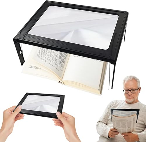 3X Leselupe mit Licht für Senioren Groß, Lupe mit Licht und Ständer Dimmbare Lupen mit 12 LED Licht Klappbarer Ständer Hände Frei Größere Linsen zum Lesen, Bücher, Arbeit, Sehschwäche