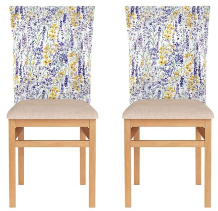 KLL Set di 6 coprischienali per sedie da sala da pranzo, antipolvere, antiscivolo, fiori estivi