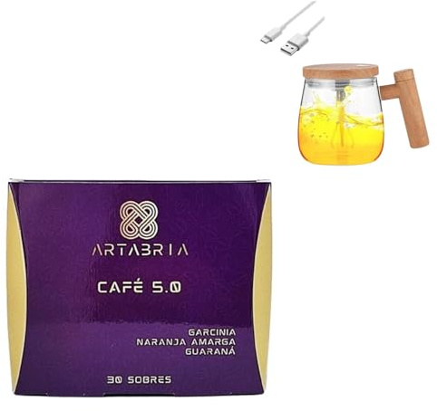 HIPNOTIK CASUALITY Pack Café ARTABRIA 5.0 con Garcinia, Naranja Amarga y Guaraná (30 Sobres) + Taza Mezcladora – Estimula el Metabolismo y Aumenta el Gasto Energético