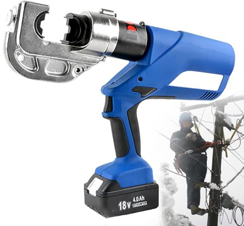 OZBME Pinza crimpatrice idraulica Ricaricabile per capicorda in Rame e Alluminio, Pinza Automatica per capicorda, Lavoro Elettrico efficiente (Stile Normale)