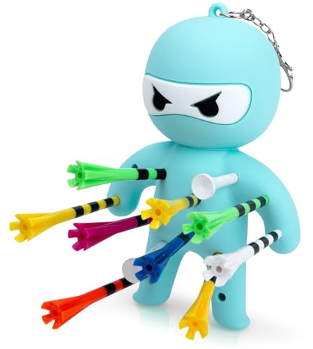 Ninja Golf-Tee-Halter, tragbarer Golfball-Tee-Halter, Schlüsselanhänger, Golf-Geschenk, Golf-Zubehör für Männer und Frauen, lustiger Golf-Tee-Halter, hält bis zu 12 Tees für Golfschläger-Tasche, Blau