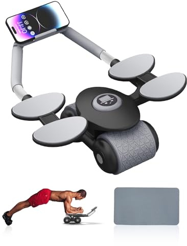 Victoper Automatic Rebound Ab Roller Upgraded Ab Roller Exercise Wheel with Timer and Knee Mat, Easy to Assemble Abs Roller Wheel Elbow Support Home Gym Equipment for Men Women Ab Wheel