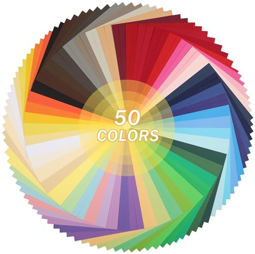 50 Colores Cartulina Colorida A4 – 100 Hojas de Cartulina 180 g/m²/65 lb 21 x 29,7 cm Para Fabricación de Tarjetas, Manualidades DIY, Scrapbooking, Decoración de Navidad UAP29MX100