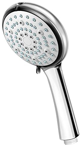 Shower Head, 6-Spray Universal Chrome Powerful Shower Head High Pressure with Self-Cleaning Silicone Nozzles, Water Saving Replacement Shower Heads for Electric Showers, ABS Handheld Shower Heads