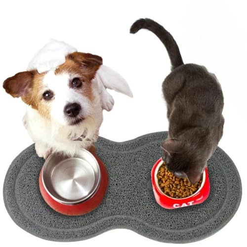 ZOLTA Wasserfeste rutschfeste Futtermatte 45x25 cm für Hunde Katzen Futternapfunterlage Anti-Rutsch Napfunterlage Doppelnäpfe Haustier Zubehör Leicht zu Reinigen