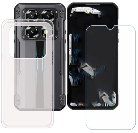 CongJiaLingXi Funda para Oukitel WP60 Pro (7.2) + Screen Protector, Translúcido Suave Silicona Caso + Cristal Templado Film Vidrio.