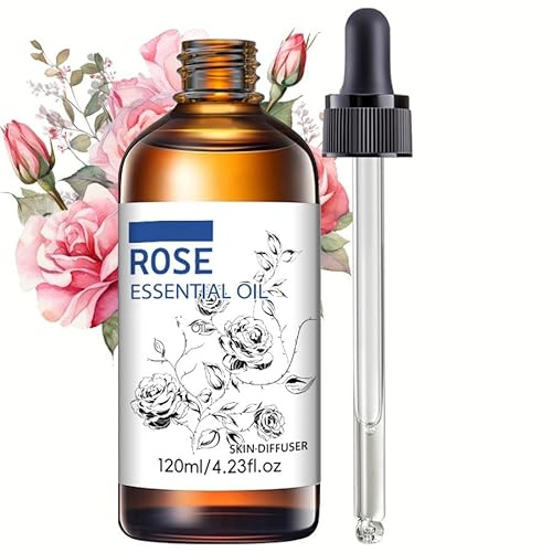 Olio essenziale di rosa profumato, adatto per diffusori. Un aroma lenitivo e rinvigorente. Rosa damascena pura al 100%. Crea un'atmosfera tranquilla in casa. Olio per diffusore da 120 ml.