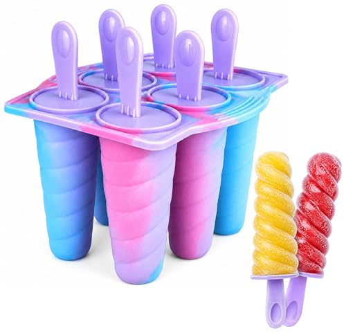 Wicked Gizmos Silicone Ice Lolly Moulds with Sticks - 6 Twister-Shaped Popsicle Mould - BPA Free Ice Pop Maker, Dishwasher Safe, for Kids, Summer Treats, Juice, Yoghurt & Smoothies (Cosmic Pink)
