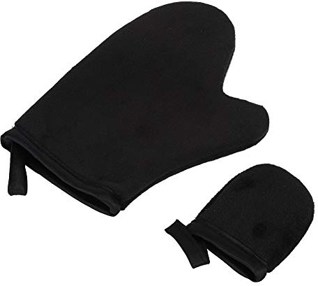 ZJchao Applicera Handskeverktyg, Soft Tanning Glove Self Tanner Mitt Lotion Apply Tool - Återanvändbar Dubbelsidig Design för Jämn Applicering (Svart)