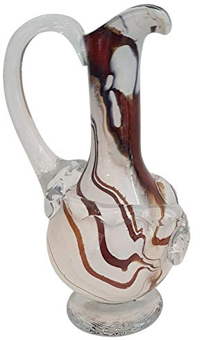 Jarrón de Cristal de Oberstdorfer, Moderno, Jarra de Cristal, Beige, Blanco, marrón, Jarra para Flores, Altura Aprox. 29 cm.