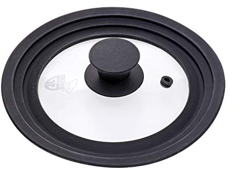 GRÄWE Universal-Glasdeckel Schwarz 16-20 cm, für Kochtöpfe und Pfannen, gehärtetes Glas, Silikongriff, mit Dampfaustritt