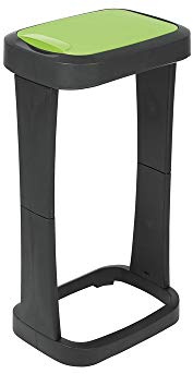 Rival Wertstoff-und Müllsackständer mit Schwingdeckel Flip, PP, schwarz Rahmen des Oberteils schwarz (20), 40 x 30 x 76,5 cm